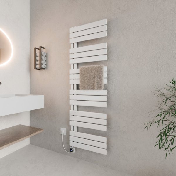 Handtuchheizkörper elektrisch seitlich offen 60x164 cm Weiß, mit Thermoflüssigkeit