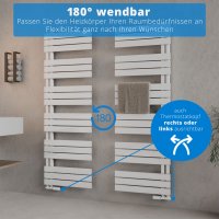 Handtuchheizkörper elektrisch seitlich offen 60x164 cm Weiß, mit Thermoflüssigkeit