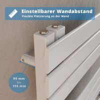 Handtuchheizkörper elektrisch seitlich offen 60x164 cm Weiß, mit Thermoflüssigkeit