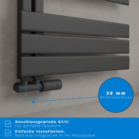 ROTHLER Elektrischer Design Handtuchheizkörper Badheizkörper Anthrazit 60 x 115 cm mit Thermoflüssigkeit