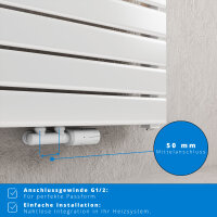 ROTHLER Design Handtuchheizkörper Mittelanschluss Weiß 50 x 120 cm
