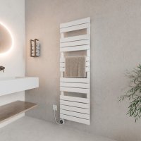 Handtuchheizkörper elektrisch Mittelanschluss 50x160 cm Weiß, mit Thermoflüssigkeit