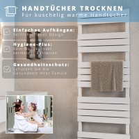 Handtuchheizkörper elektrisch Mittelanschluss 50x160 cm Weiß, mit Thermoflüssigkeit