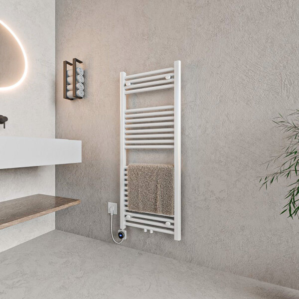 ROTHLER Elektrischer Handtuchheizkörper Badheizkörper Handtuchwärmer Weiß Mittelanschluss 50 x 120 cm