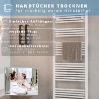 ROTHLER Elektrischer Handtuchheizkörper Badheizkörper Handtuchwärmer Weiß Mittelanschluss 50 x 120 cm