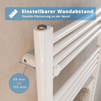 ROTHLER Elektrischer Handtuchheizkörper Badheizkörper Handtuchwärmer Weiß Mittelanschluss 50 x 120 cm
