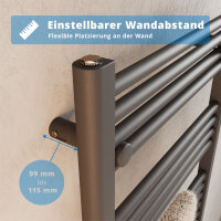 ROTHLER Handtuchheizkörper Badheizkörper Handtuchwärmer Mittelanschluss Anthrazit 50 x 120 cm