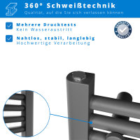 ROTHLER Handtuchheizkörper Badheizkörper Handtuchwärmer Mittelanschluss Anthrazit 50 x 120 cm
