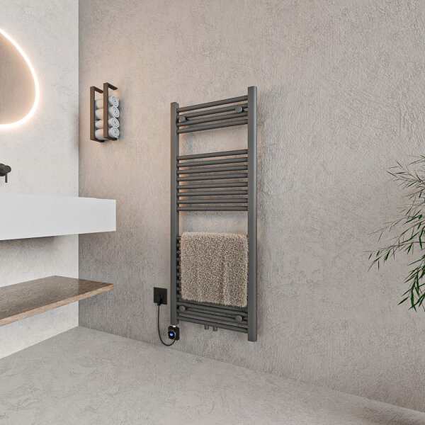 ROTHLER Elektrischer Handtuchheizkörper Badheizkörper Handtuchwärmer Anthrazit Mittelanschluss 50 x 120 cm
