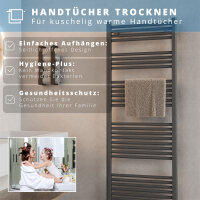 ROTHLER Elektrischer Handtuchheizkörper Badheizkörper Handtuchwärmer Anthrazit Mittelanschluss 50 x 120 cm