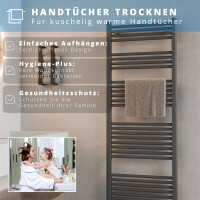 ROTHLER Handtuchheizkörper Badheizkörper Handtuchwärmer Anthrazit Mittelanschluss 50 x 140 cm mit Multiblock