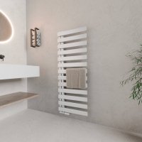 Premium Handtuchheizkörper seitlich offen 50x140 cm Weiß, mit Ventilset
