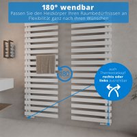 Premium Handtuchheizkörper seitlich offen 50x140 cm Weiß, mit Ventilset