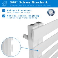 Premium Handtuchheizkörper seitlich offen 50x140 cm Weiß, mit Ventilset