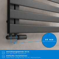 ROTHLER Premium Handtuchheizkörper Badheizkörper Anthrazit 50 x 140 cm