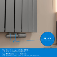 ROTHLER Paneelheizkörper Flachheizkörper Vertikal Doppellagig Anthrazit 61 x 180 cm mit Multiblock