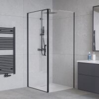 SALE Duschkabine Eckdusche Nano ESG Schwarz 6mm 90 x 90 x...