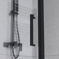 SALE Duschkabine Eckdusche Nano ESG Schwarz 6mm 90 x 90 x...