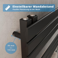ROTHLER Elektrischer Design Handtuchheizkörper Badheizkörper Schwarz 50 x 115 cm