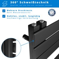 Handtuchheizkörper elektrisch seitlich offen 60x180 cm Schwarz