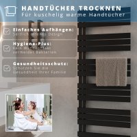Handtuchheizkörper elektrisch seitlich offen 60x180 cm Schwarz
