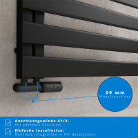 ROTHLER Elektrischer Premium Handtuchheizkörper Badheizkörper Schwarz 50 x 115cm