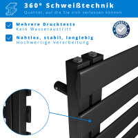ROTHLER Elektrischer Premium Handtuchheizkörper Badheizkörper Schwarz 50 x 115cm