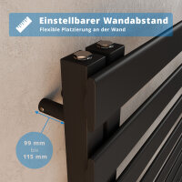 ROTHLER Elektrischer Premium Handtuchheizkörper Badheizkörper Schwarz 50 x 115cm
