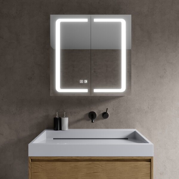 Beleuchteter Badezimmer Spiegelschrank 65 x 65 cm