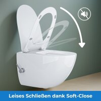 Creavit FE322 Taharet Hänge-WC spülrandlos Toilette mit integriertem Bidet inkl. Soft-Close Sitz