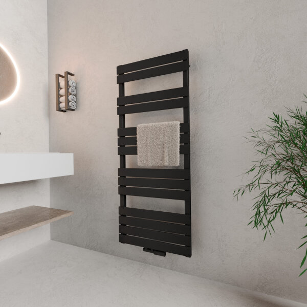 ROTHLER Design Handtuchheizkörper Mittelanschluss Schwarz 60 x 140 cm mit Multiblock