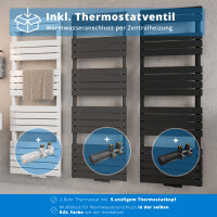 ROTHLER Design Handtuchheizkörper Mittelanschluss Schwarz 60 x 140 cm mit Multiblock