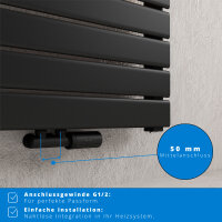 ROTHLER Design Handtuchheizkörper Mittelanschluss Schwarz 60 x 140 cm mit Multiblock
