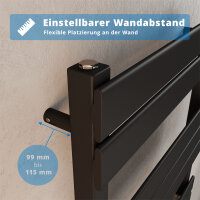 ROTHLER Design Handtuchheizkörper Mittelanschluss Schwarz 60 x 140 cm mit Multiblock