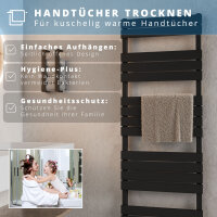 ROTHLER Design Handtuchheizkörper Mittelanschluss Schwarz 60 x 140 cm mit Multiblock