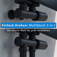 ROTHLER Design Handtuchheizkörper Mittelanschluss Schwarz 60 x 140 cm mit Multiblock