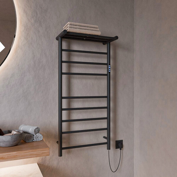 Handtuchwärmer elektrisch mit Ablage 50x100 cm Schwarz