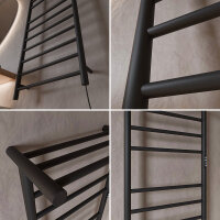 Standard Trockenheizkörper Badheizkörper elektrisch mit Handtuchablage oben schwarz matt 50 x 100 cm