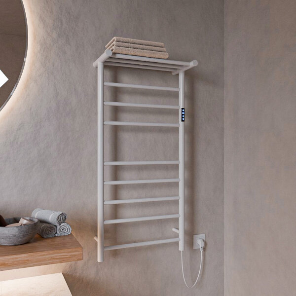 Standard Trockenheizkörper Badheizkörper elektrisch mit Handtuchablage oben weiss glänzend 50 x 100 cm