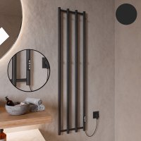 Design Trockenheizkörper elektrisch mit Handtuchhaltern 35x140 cm Schwarz