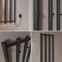 Design Trockenheizkörper elektrisch mit Handtuchhaltern 35x140 cm Schwarz