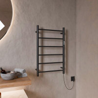 Standard Trockenheizkörper Badheizkörper elektrisch runde Rohre schwarz matt 50 x 80 cm