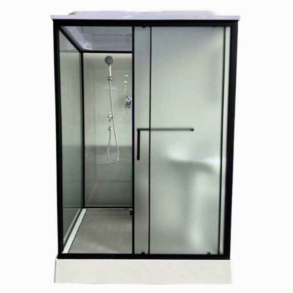 Mobile Duschkabine Dusche mit integrierter Toilette Waschbecken Duscharmatur 140 x 110 x 215 cm