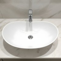 Aufsatzwaschbecken oval Keramik Weiß