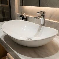 Aufsatzwaschbecken Waschtischbecken oval Weiß 61,5 x 36 x 15,5 cm