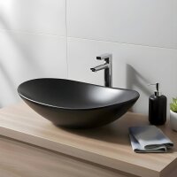 Aufsatzwaschbecken oval Keramik Schwarz