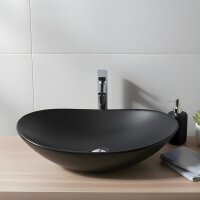 Aufsatzwaschbecken oval Keramik Schwarz