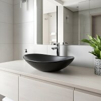 Aufsatzwaschbecken oval Keramik Schwarz