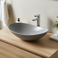 Aufsatzwaschbecken oval Keramik Mattgrau