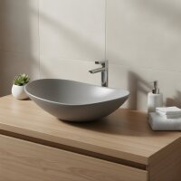 Aufsatzwaschbecken oval Keramik Mattgrau